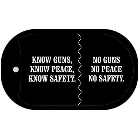 Know Guns No Guns Novelty Metal Dog Tag Necklace DT-4702