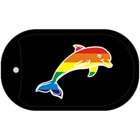 Dolphin Rainbow Novelty Metal Dog Tag Necklace DT-4745