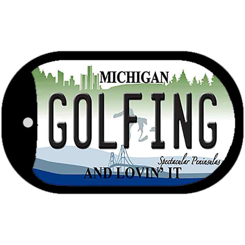 Golfing Michigan Novelty Metal Dog Tag Necklace DT-4755