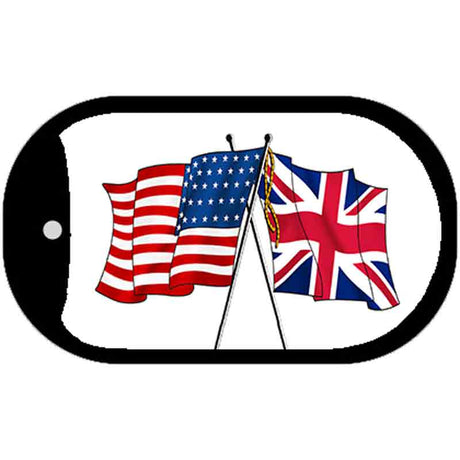 USA Britain Crossed Flag Scroll Metal Novelty Dog Tag Necklace DT-476