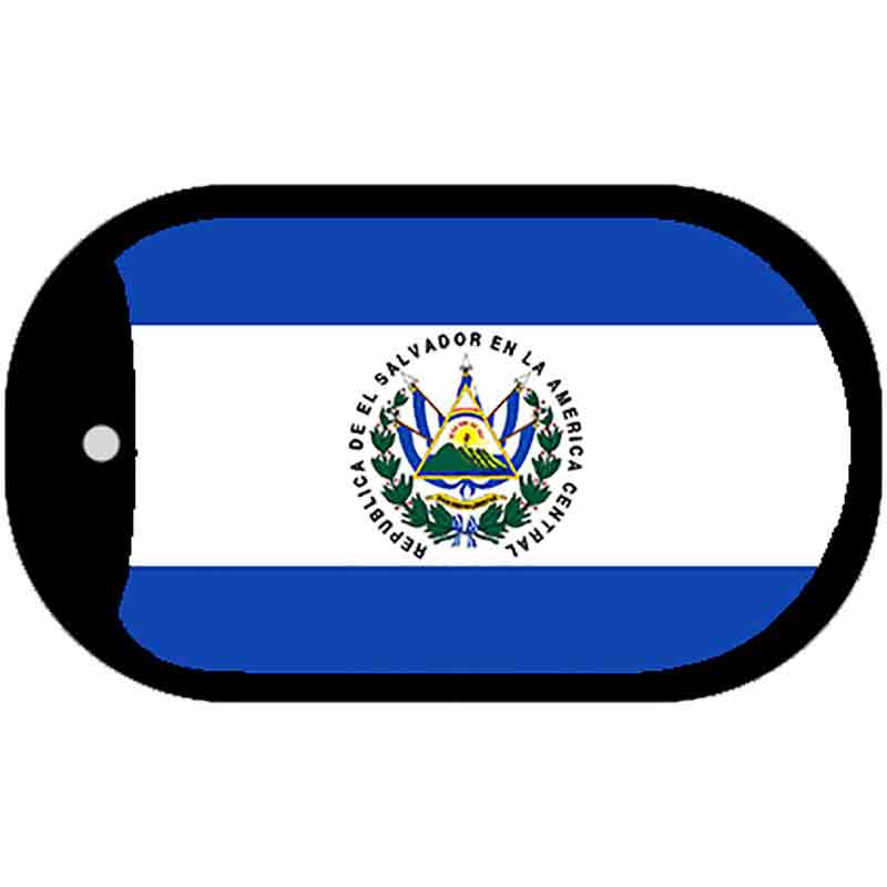 El Salvador Flag Scroll Metal Novelty Dog Tag Necklace DT-478