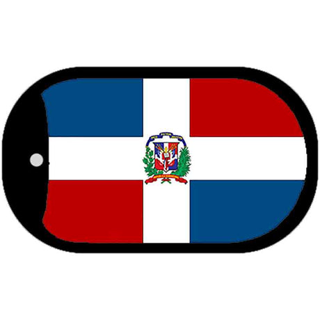 Dominican Republic Flag Scroll Metal Novelty Dog Tag Necklace DT-484