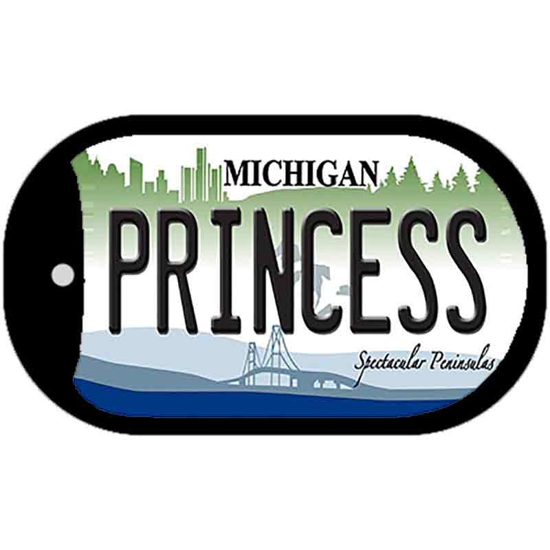 Princess Michigan Novelty Metal Dog Tag Necklace DT-6117