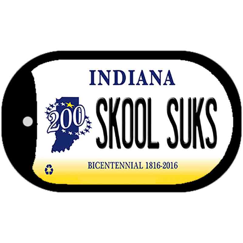 Indiana Skool Suks Novelty Metal Dog Tag Necklace DT-6404