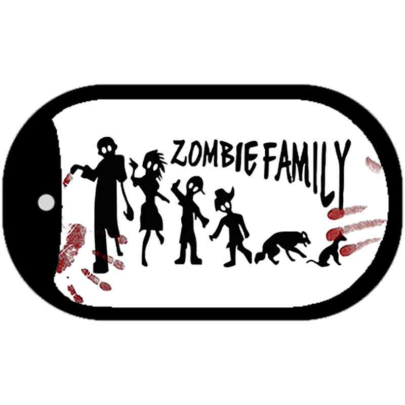 Zombie Family White Novelty Metal Dog Tag Necklace DT-6878