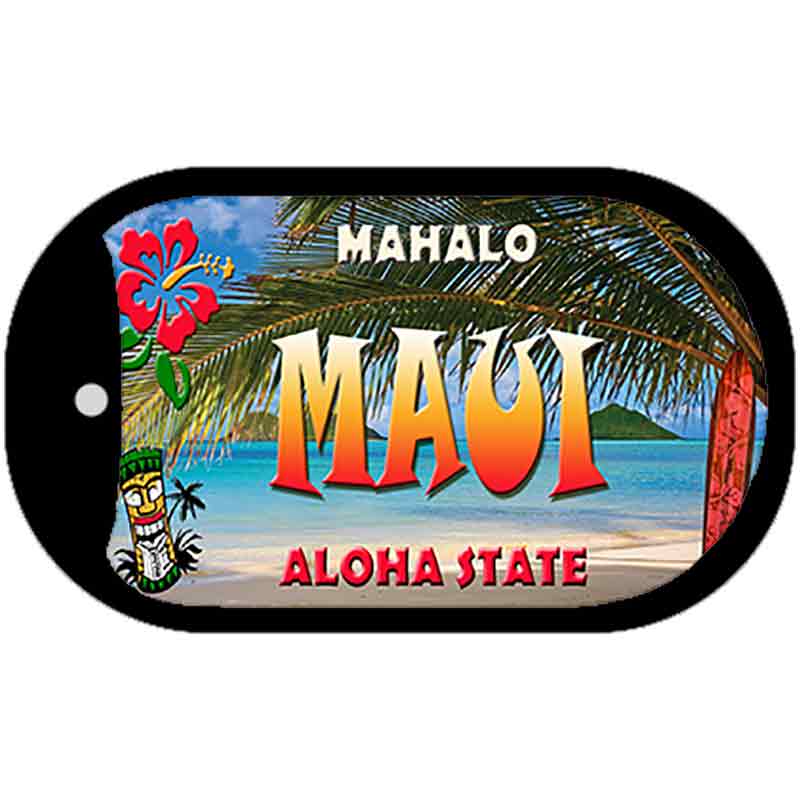 Maui Tiki Novelty Metal Dog Tag Necklace DT-7812