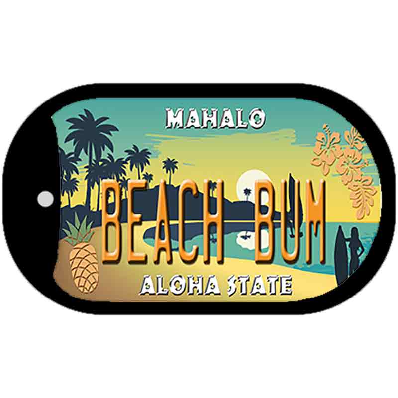 Beach Bum Pineapple Novelty Metal Dog Tag Necklace DT-7841