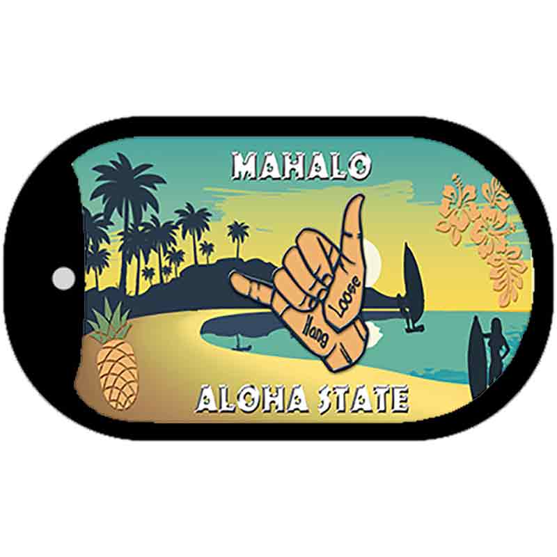 Hang Loose Pineapple Novelty Metal Dog Tag Necklace DT-7843