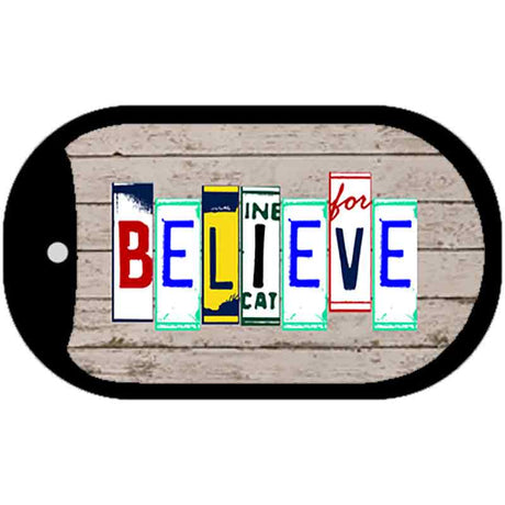 Believe Plate Art Novelty Metal Dog Tag Necklace DT-7850