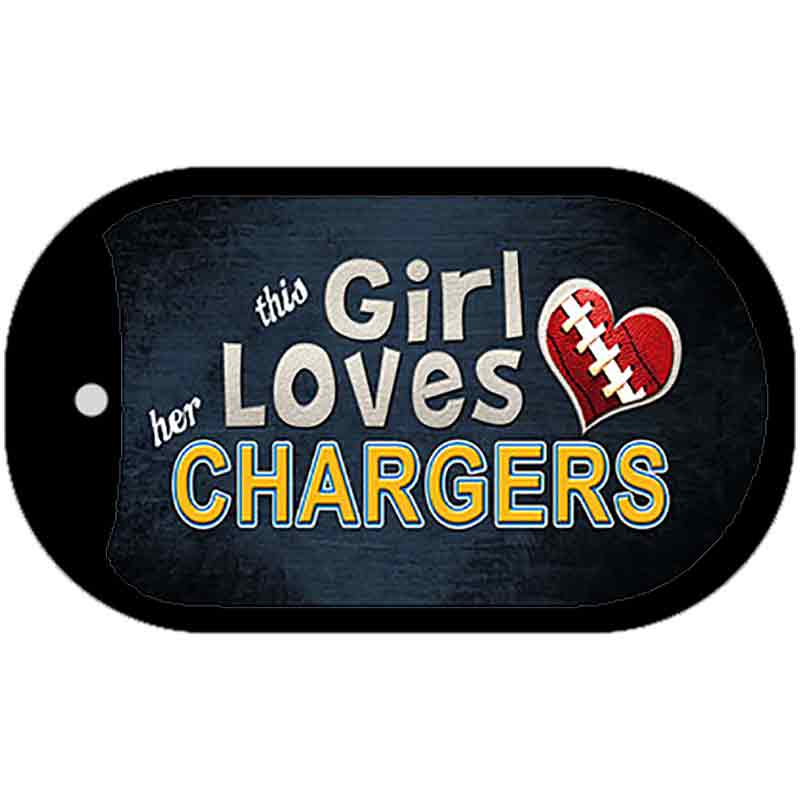 This Girl Loves Her Chargers Novelty Metal Dog Tag Necklace DT-8062