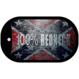 100% Redneck Confederate Novelty Metal Dog Tag Necklace DT-8109