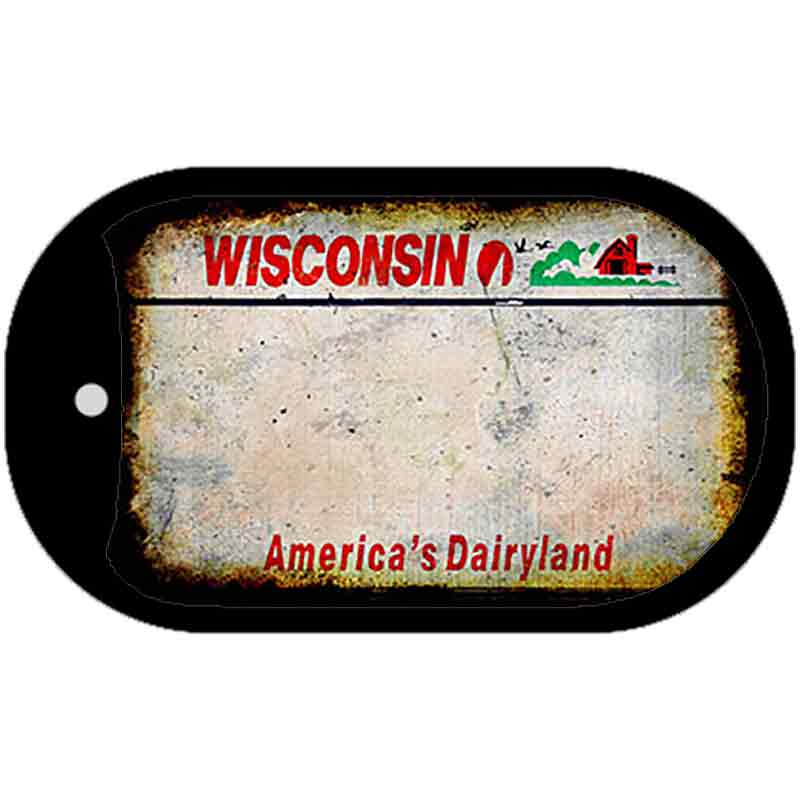 Wisconsin Rusty Blank Novelty Metal Dog Tag Necklace DT-8166