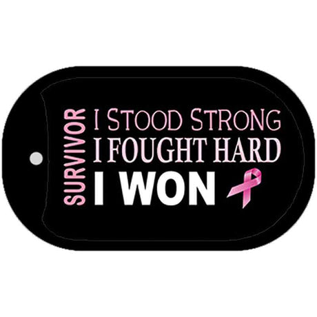 Breast Cancer Survivor Ribbon Novelty Metal Dog Tag Necklace DT-8229