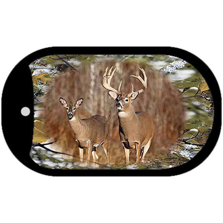 Two Deer on Camo Novelty Metal Dog Tag Necklace DT-8284