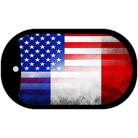 American France Flag Scroll Metal Novelty Dog Tag Necklace DT-8299