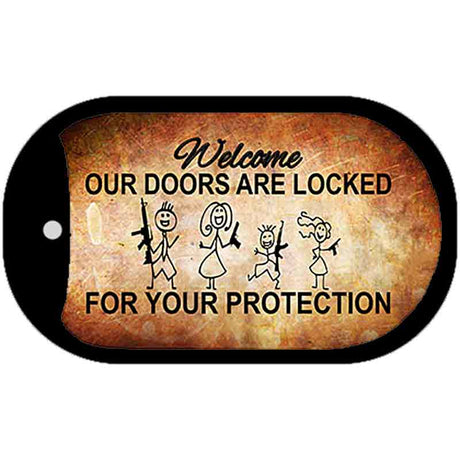 Doors Locked Your Protection Novelty Metal Dog Tag Necklace DT-8344