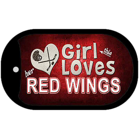 This Girl Loves Her Red Wings Novelty Metal Dog Tag Necklace DT-8467