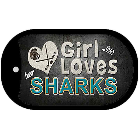 This Girl Loves Her Sharks Novelty Metal Dog Tag Necklace DT-8473