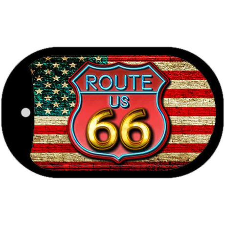 Route 66 American Flag Neon Novelty Metal Dog Tag Necklace DT-8521