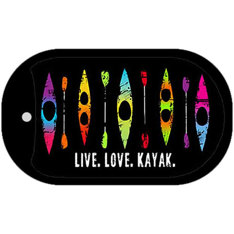 Live Love Kayak Novelty Metal Dog Tag Necklace DT-8524