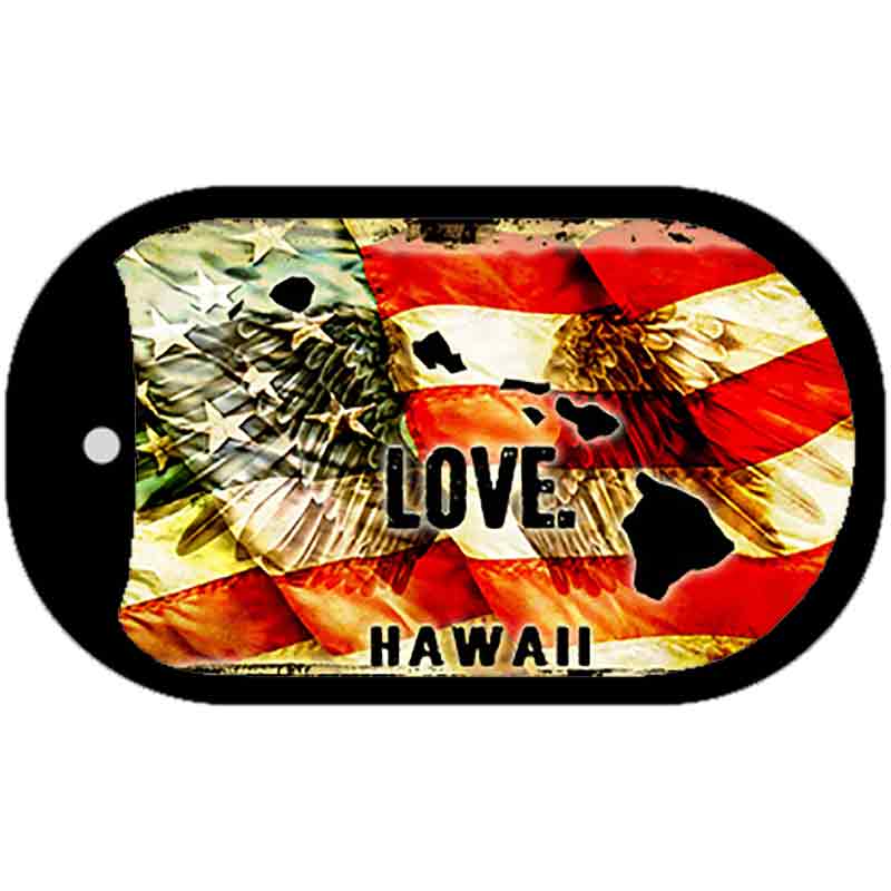 Hawaii Love Metal Novelty Dog Tag Necklace DT-8597