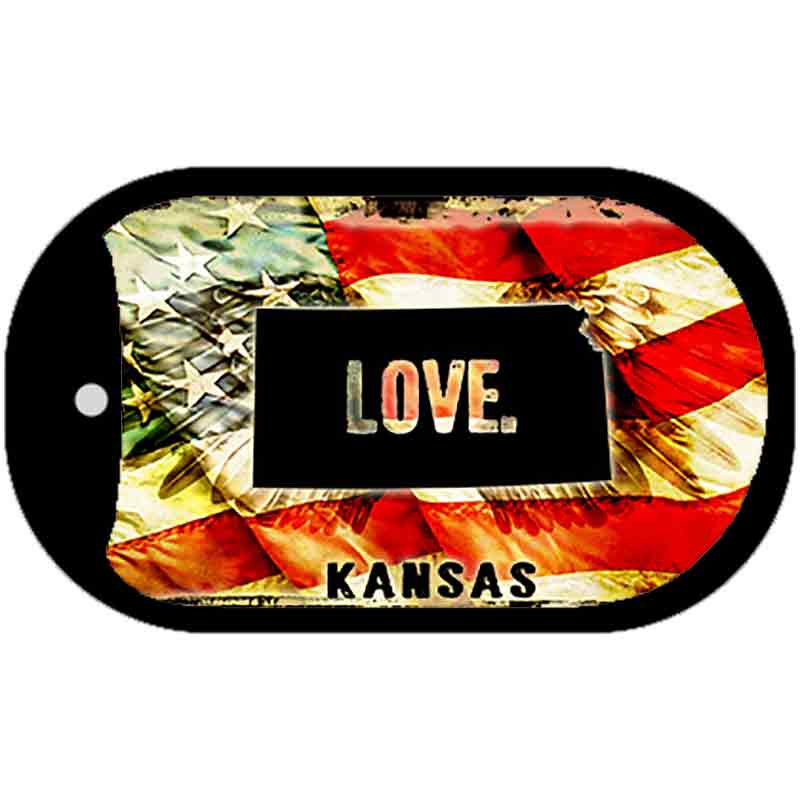 Kansas Love Metal Novelty Dog Tag Necklace DT-8602