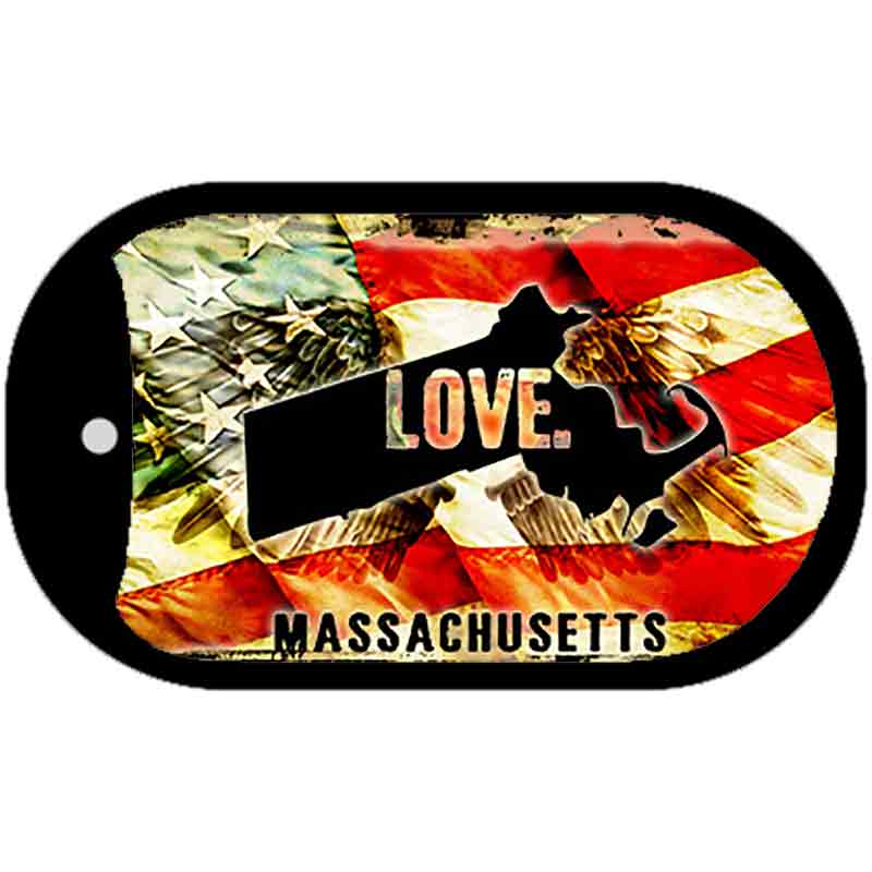 Massachusetts Love Metal Novelty Dog Tag Necklace DT-8607