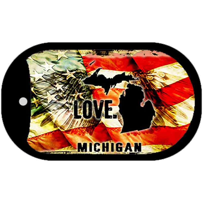 Michigan Love Metal Novelty Dog Tag Necklace DT-8608