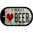 I Really Love Beer Novelty Metal Dog Tag Necklace DT-8742