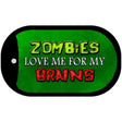 Zombies Love Me Novelty Metal Dog Tag Necklace DT-8805