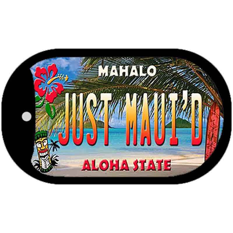 Just Maui'd Tiki Novelty Metal Dog Tag Necklace DT-8825