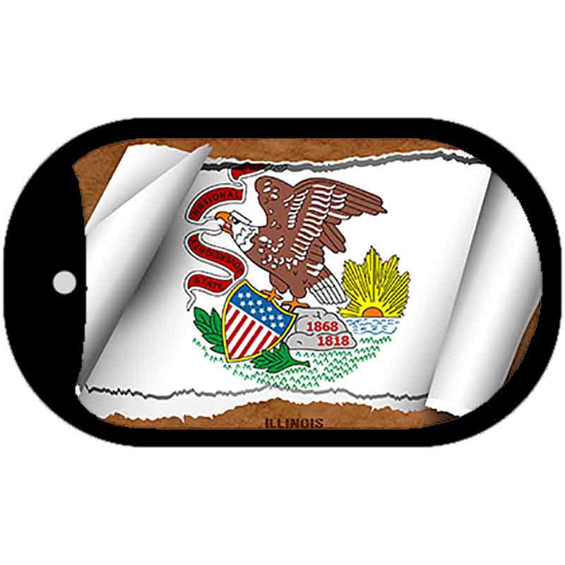 Illinois State Flag Scroll Metal Novelty Dog Tag Necklace DT-9019