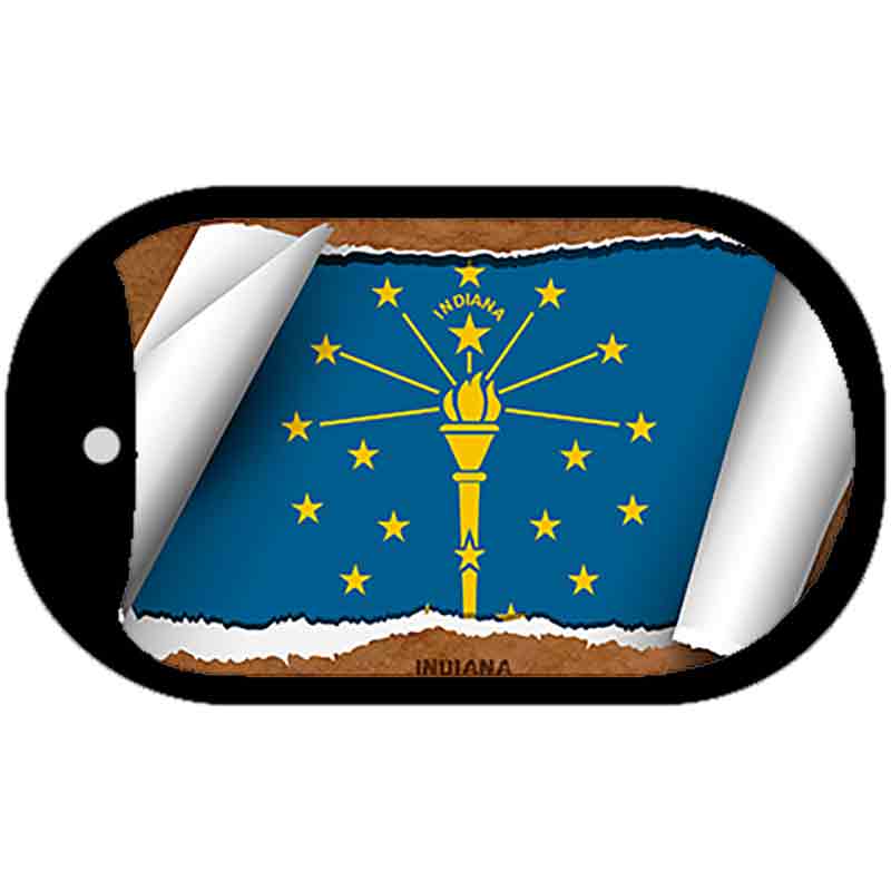 Indiana State Flag Scroll Metal Novelty Dog Tag Necklace DT-9020