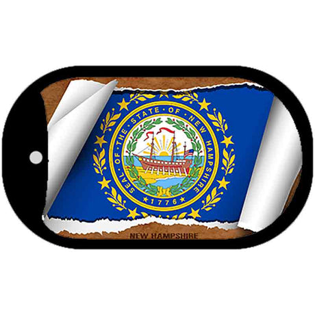 New Hampshire State Flag Scroll Metal Novelty Dog Tag Necklace DT-9035