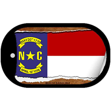 North Carolina State Flag Scroll Metal Novelty Dog Tag Necklace DT-9039