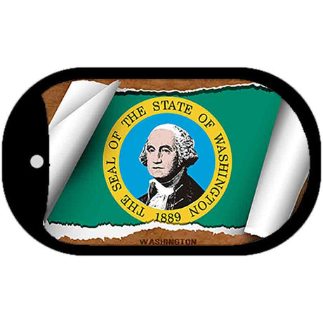 Washington State Flag Scroll Metal Novelty Dog Tag Necklace DT-9053