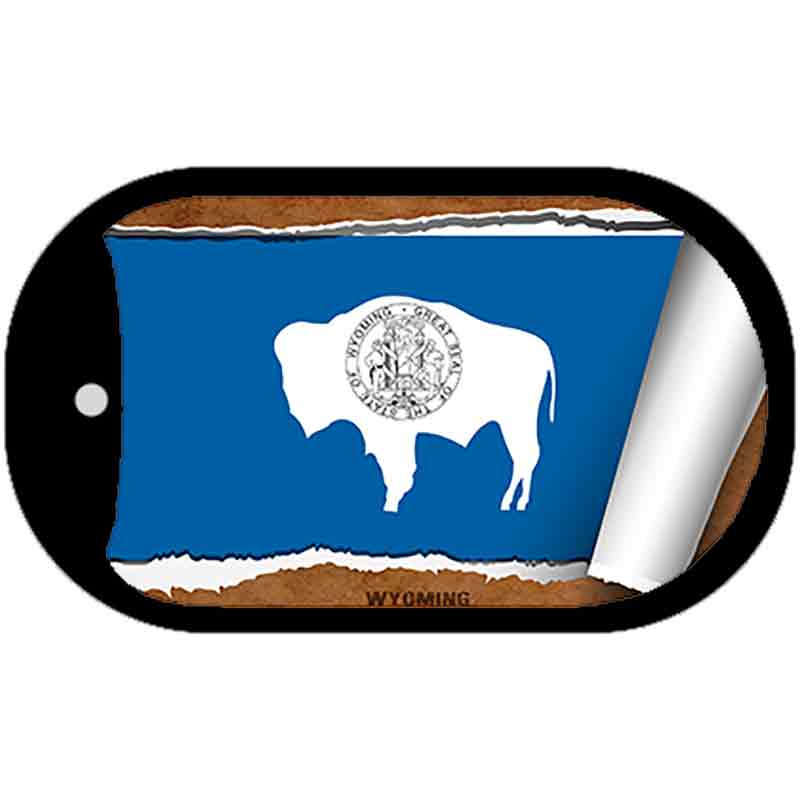 Wyoming State Flag Scroll Metal Novelty Dog Tag Necklace DT-9056