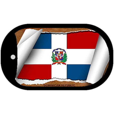 Dominican Republic Flag Scroll Metal Novelty Dog Tag Necklace DT-9071