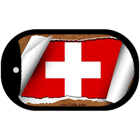 Switzerland Flag Scroll Metal Novelty Dog Tag Necklace DT-9075