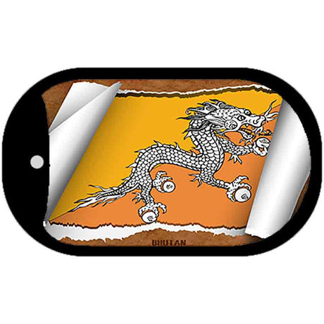 Bhutan Flag Scroll Metal Novelty Dog Tag Necklace DT-9138