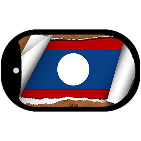 Laos Flag Scroll Metal Novelty Dog Tag Necklace DT-9213