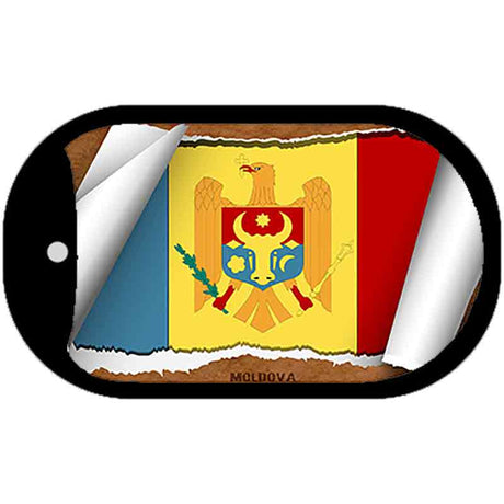 Moldova Flag Scroll Metal Novelty Dog Tag Necklace DT-9225