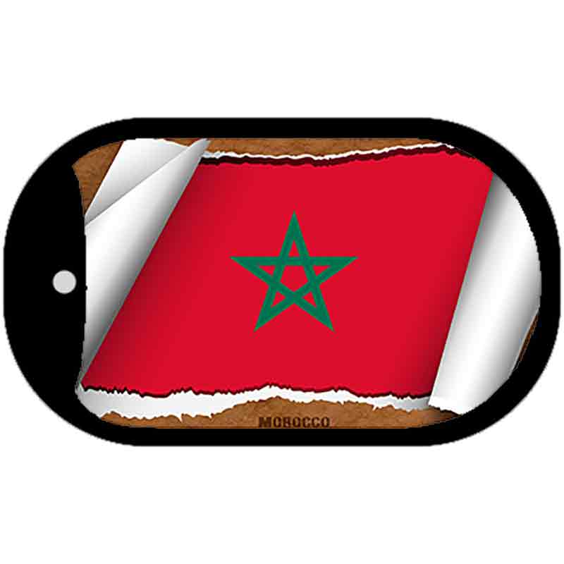 Morocco Flag Scroll Metal Novelty Dog Tag Necklace DT-9241
