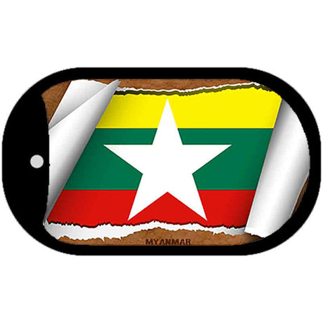 Myanmar Flag Scroll Metal Novelty Dog Tag Necklace DT-9243