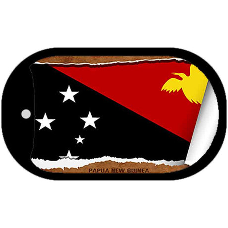 Papua New Guinea Flag Scroll Metal Novelty Dog Tag Necklace DT-9264