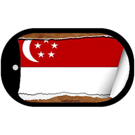 Singapore Flag Scroll Metal Novelty Dog Tag Necklace DT-9280