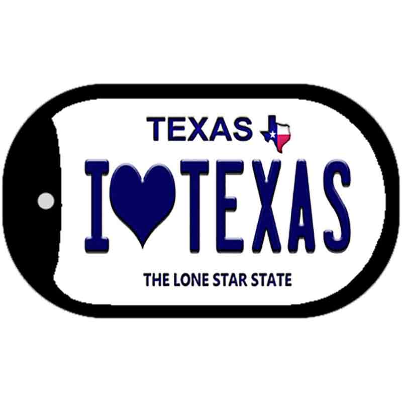 I Love Texas Novelty Metal Dog Tag Necklace DT-9362