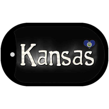 Kansas Flag Script Novelty Metal Dog Tag Necklace DT-9454