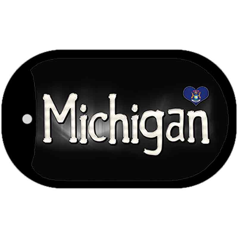 Michigan Flag Script Novelty Metal Dog Tag Necklace DT-9460