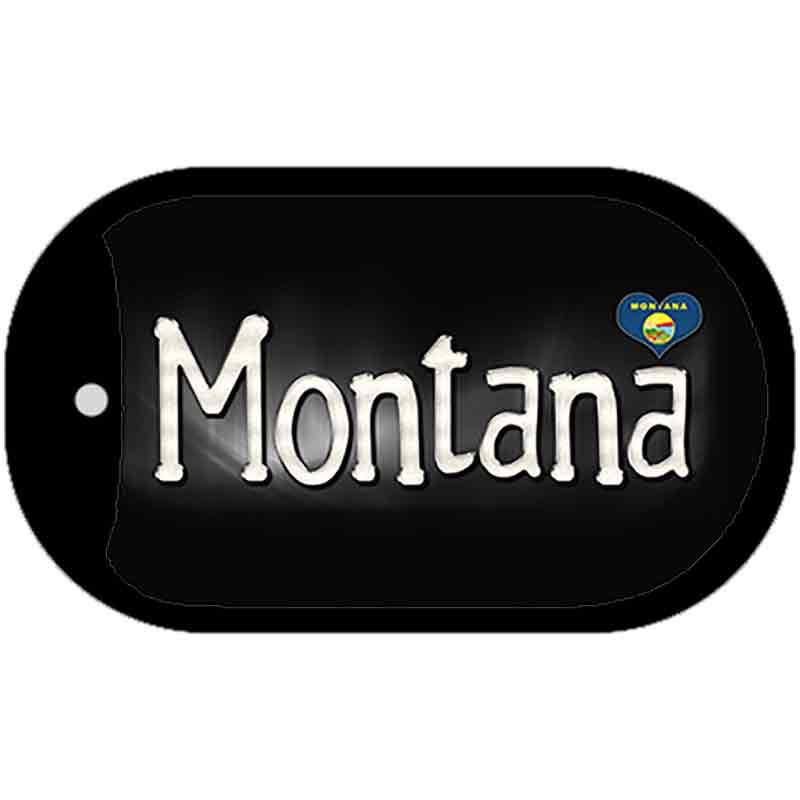 Montana Flag Script Novelty Metal Dog Tag Necklace DT-9464